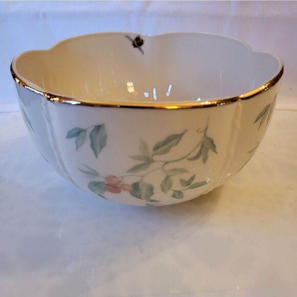 Lenox China "Morningside Cottage" Bowl with Cherries, Butterfly & Bee Design USA - Picture 1 of 6